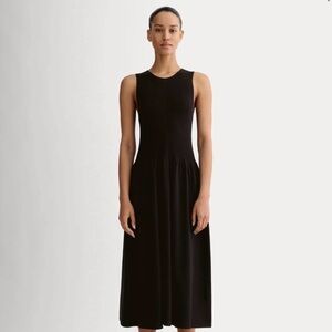 Everlane NEW Black Sleeveless Drop Waist Midi Crew Knit Dress Small
